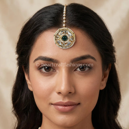 Sunehri Emerald Core Petal Kundan Borla