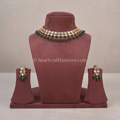 Sunehri Emerald Drop Kundan Choker Set