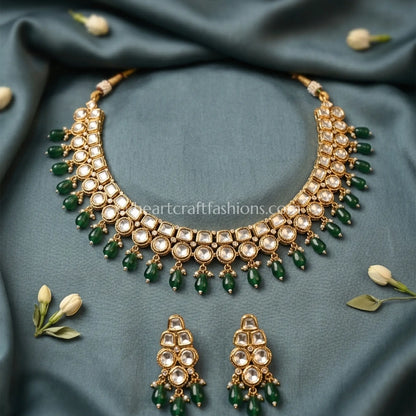 Sunehri Emerald Drop Kundan Choker Set