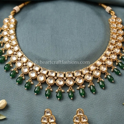 Sunehri Emerald Drop Kundan Choker Set