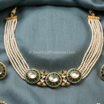 Sunehri Emerald Grace Choker Set