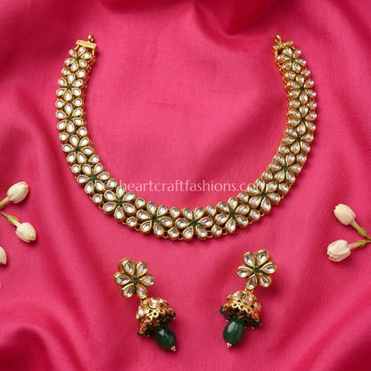 Sunehri Emerald Grace Kundan Choker Set