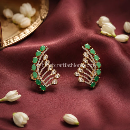 Sunehri Emerald Kundan Ear Cuff
