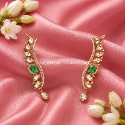 Sunehri Emerald Kundan Vine Ear Cuff