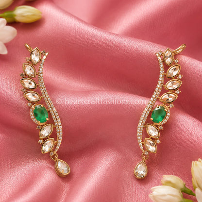 Sunehri Emerald Kundan Vine Ear Cuff