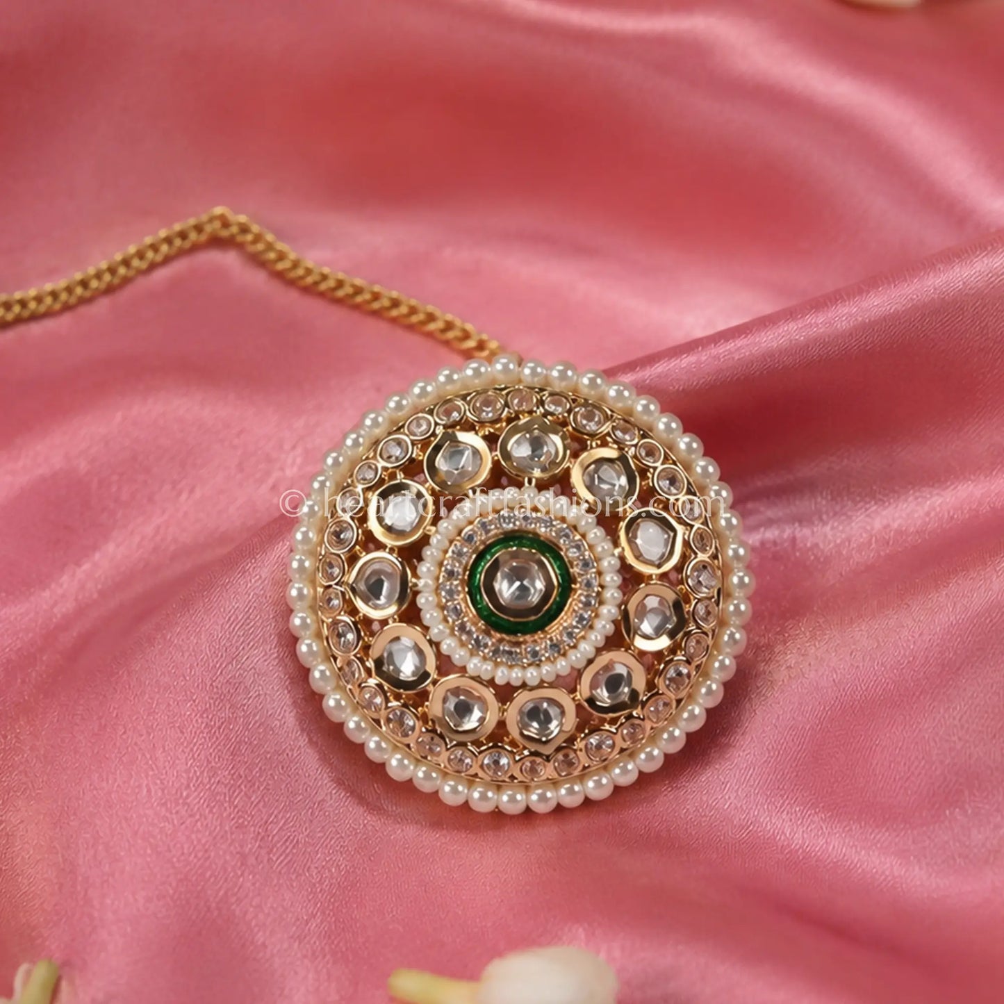 Sunehri Emerald Tejas Kundan & Pearl Borla
