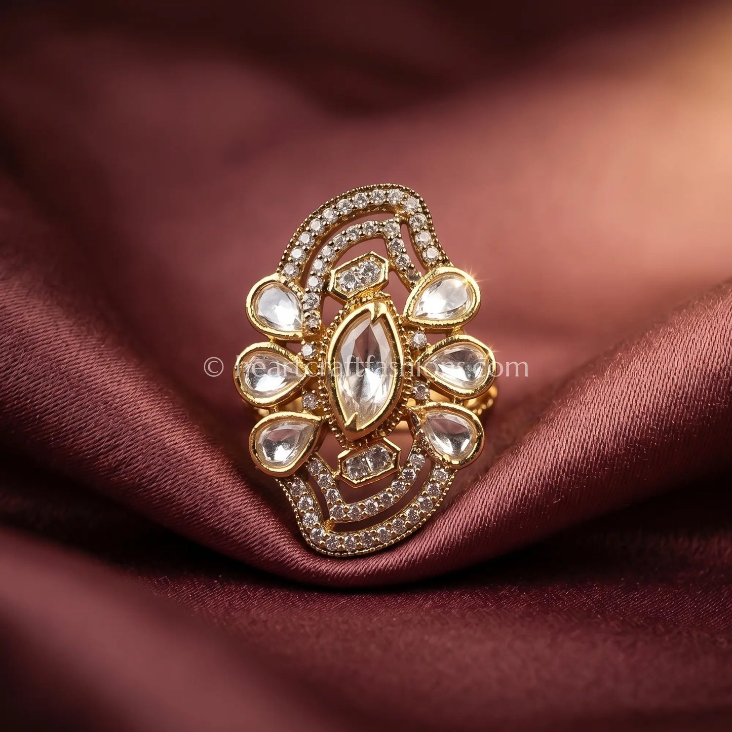 Sunehri Kundan Chandrika Ring