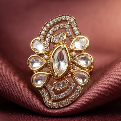 Sunehri Kundan Chandrika Ring