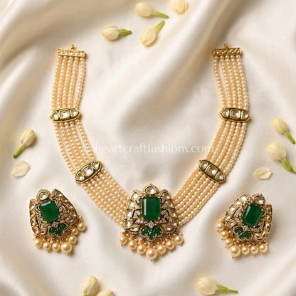 Sunehri Kundan Emerald Doublet Pearl Choker Set