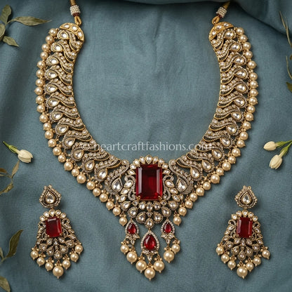 Sunehri Kundan Ruby Doublet Statement Choker Set
