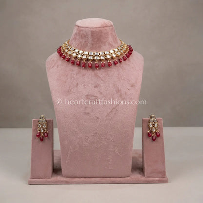Sunehri Ruby Drop Kundan Choker Set