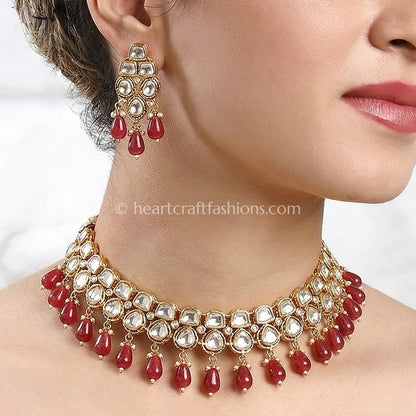 Sunehri Ruby Drop Kundan Choker Set