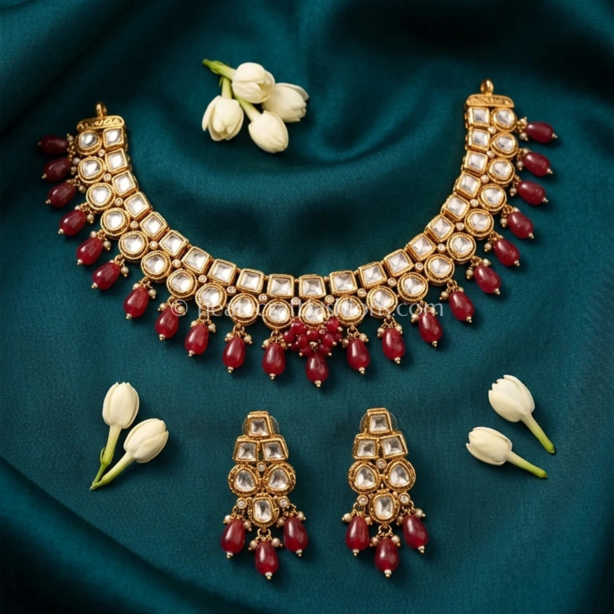 Sunehri Ruby Drop Kundan Choker Set