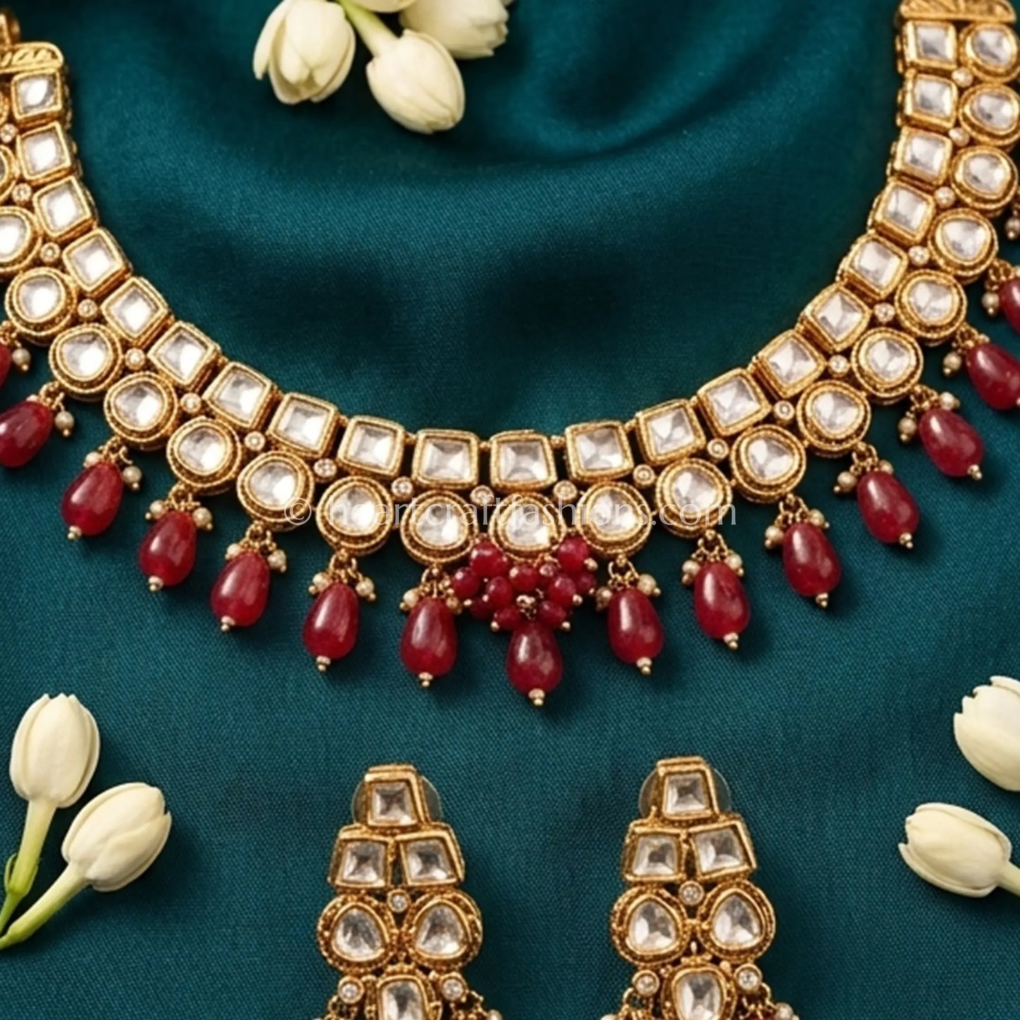 Sunehri Ruby Drop Kundan Choker Set