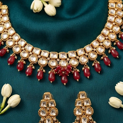 Sunehri Ruby Drop Kundan Choker Set