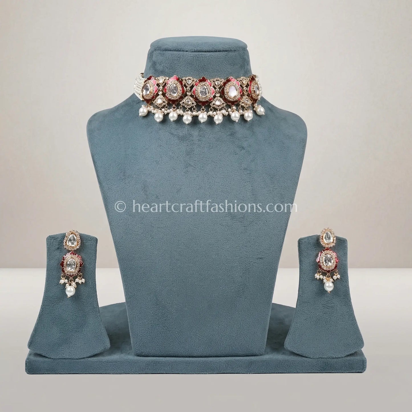 Sunehri Ruby Pearl Choker Set
