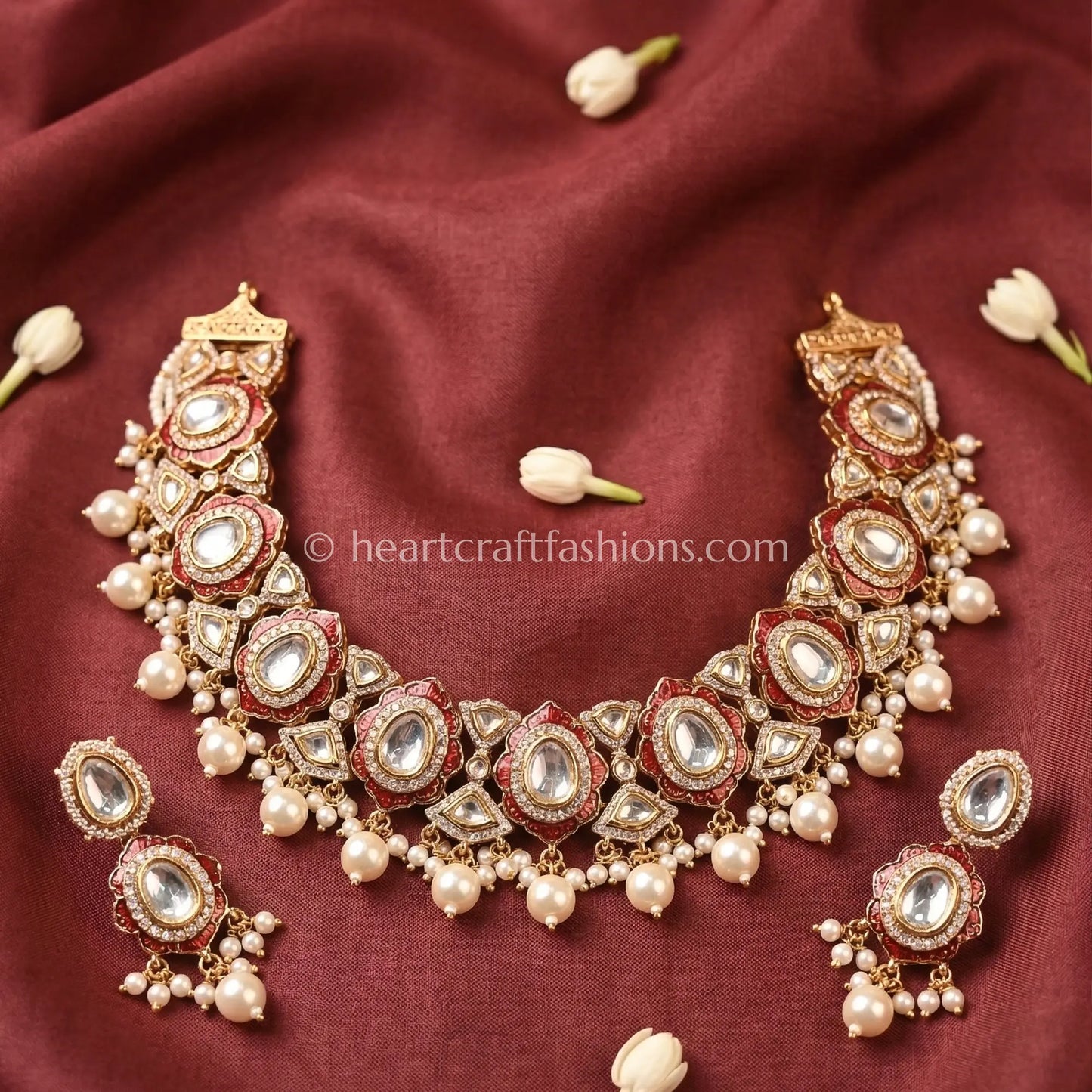 Sunehri Ruby Pearl Choker Set