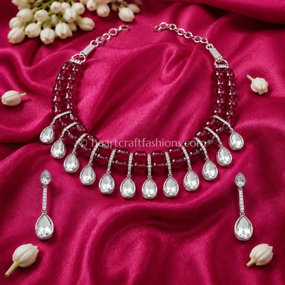 Sunehri Uncut Kundan & Semi-Precious Ruby Bead Choker Set