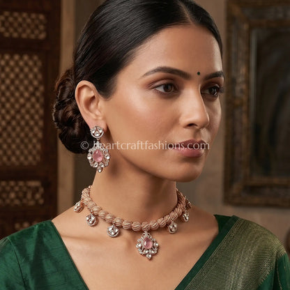 Sunehri Kundan Blush Drop Choker Set