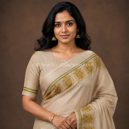 Suryanshi Kalkata Gachi Tussar Kantha Saree