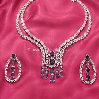 Tanzanite Double-Strand Waterfall Y-Necklace Set