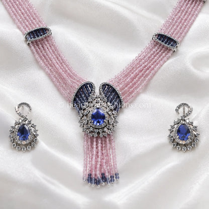 Tanzanite & Lilac Pearl Rani Haar with Tassel