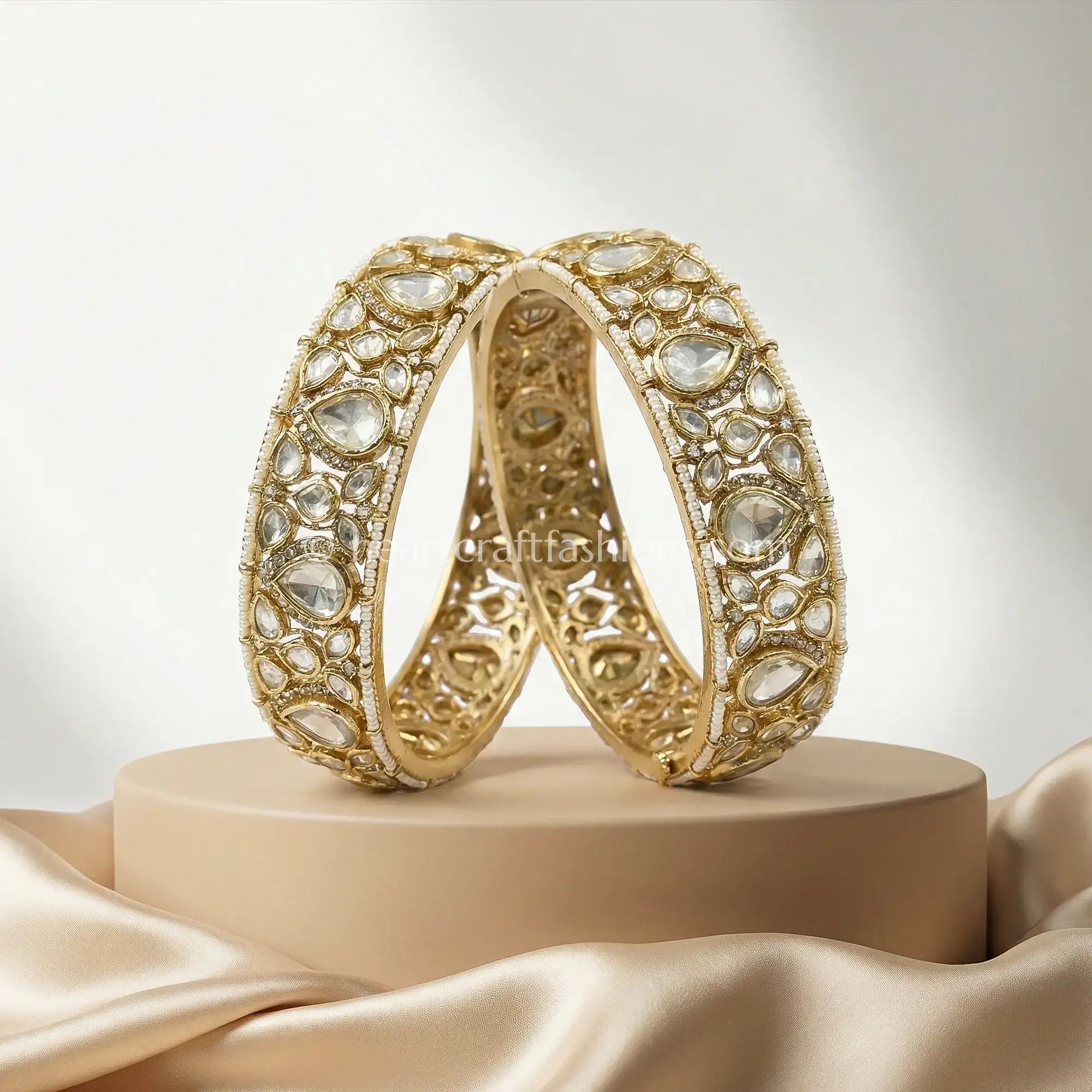 Teardrop Moissanite Polki Bangles