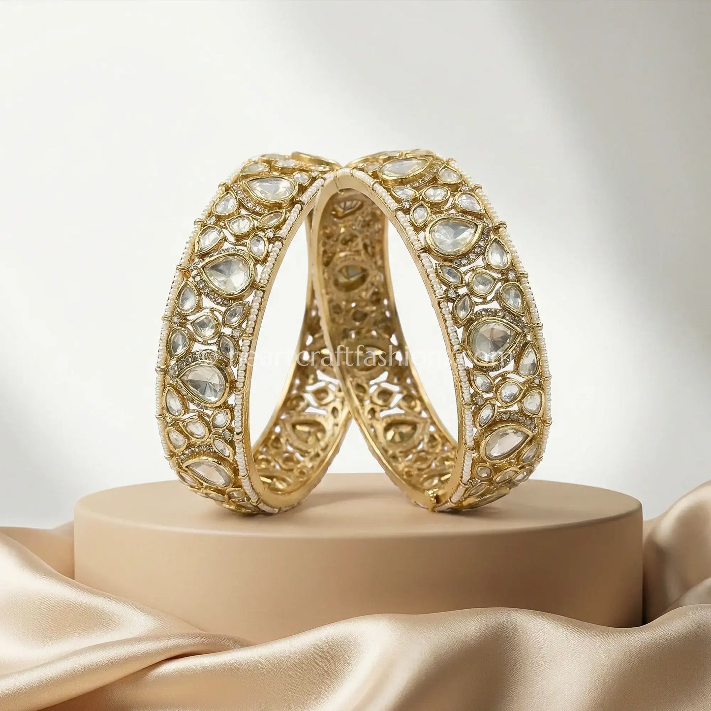 Teardrop Moissanite Polki Bangles