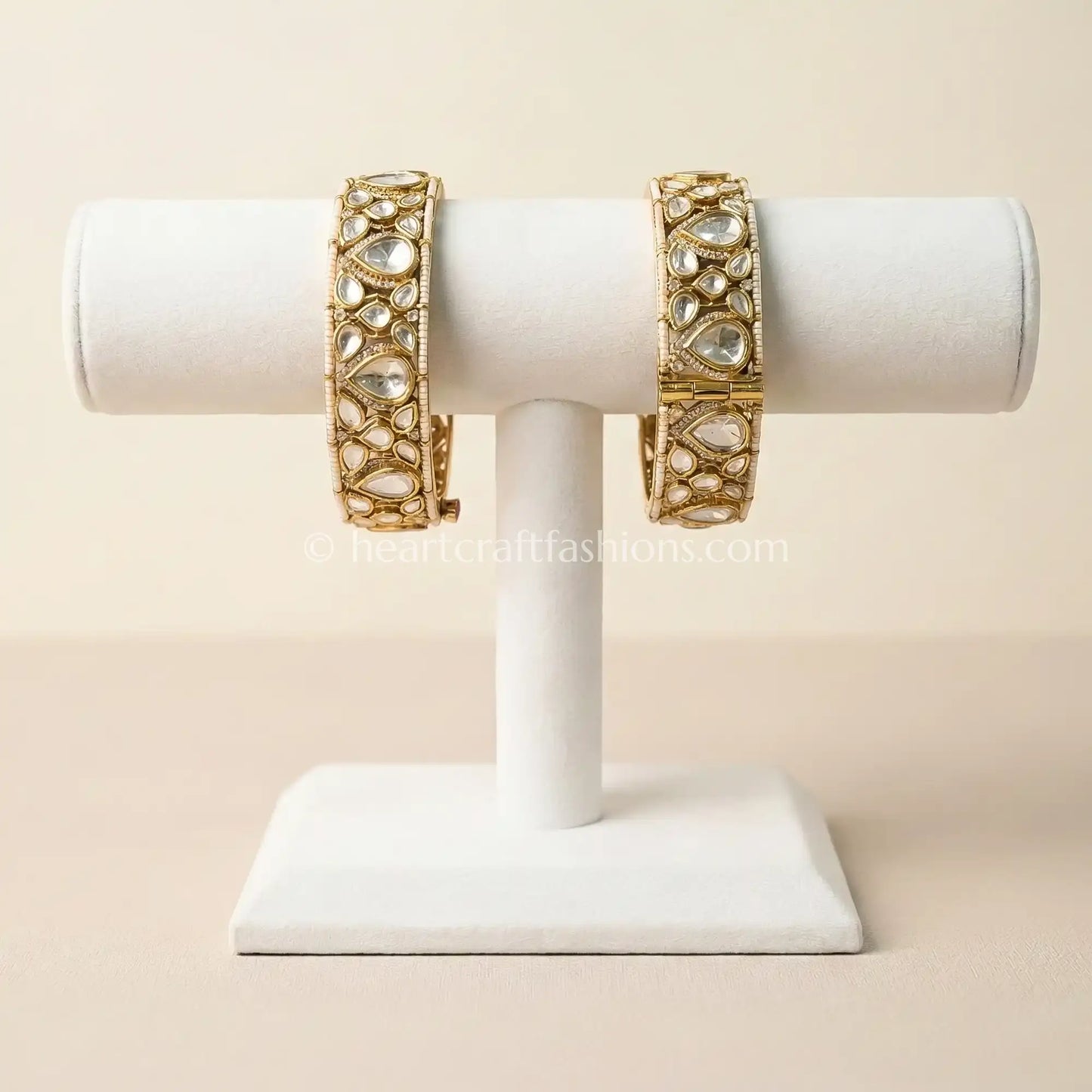 Teardrop Moissanite Polki Bangles