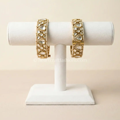 Teardrop Moissanite Polki Bangles