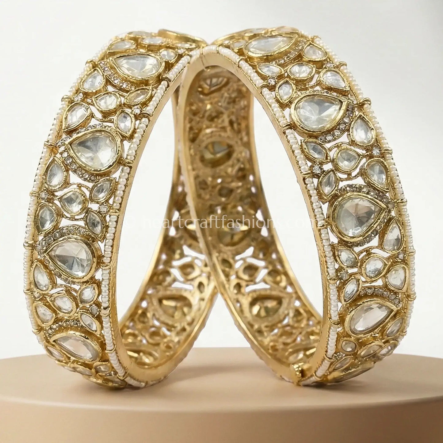 Teardrop Moissanite Polki Bangles