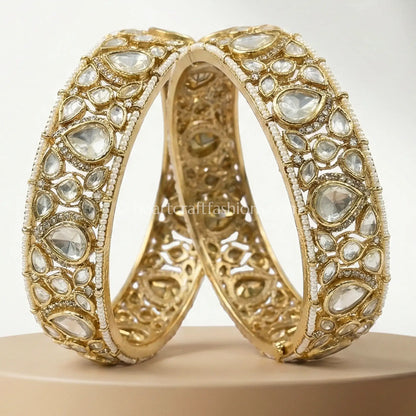 Teardrop Moissanite Polki Bangles