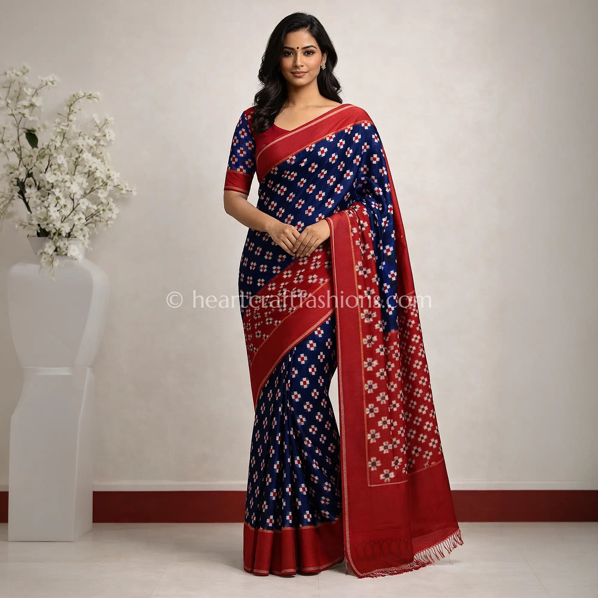 Telia Rumal Ikat Mercerized Cotton Saree