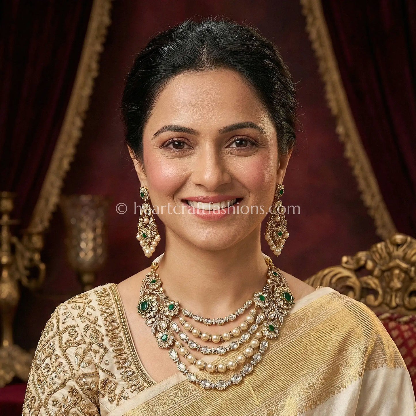 The Imperial Pearl Kundan- Green