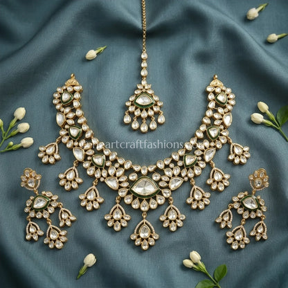 The Regal Aura Moissanite Polki Necklace