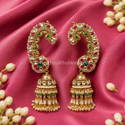 Traditional Handcrafted Pachhi Work Ear Cuff Jhumkas