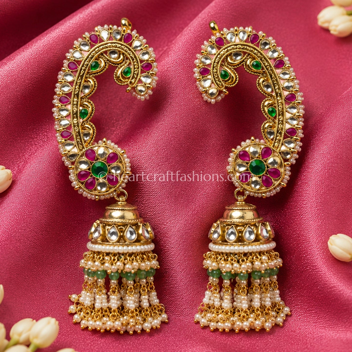 Traditional Handcrafted Pachhi Work Ear Cuff Jhumkas