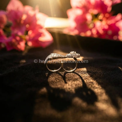 Twin Heart Zircon Statement Ring