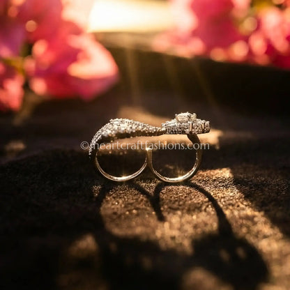 Twin Heart Zircon Statement Ring