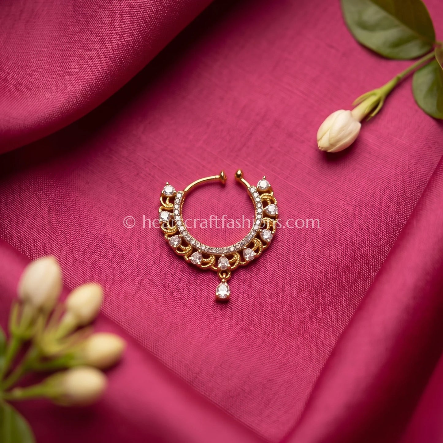 Two-Tone Gold Crescent Zircon Nath