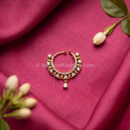 Two-Tone Gold Crescent Zircon Nath