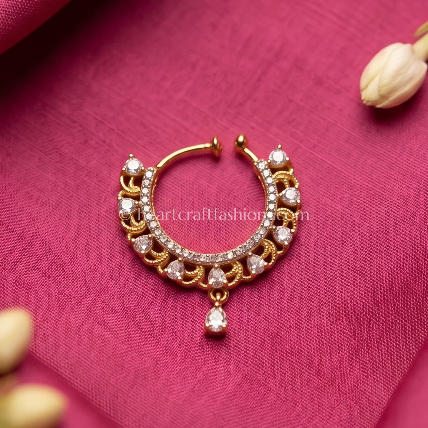 Two-Tone Gold Crescent Zircon Nath