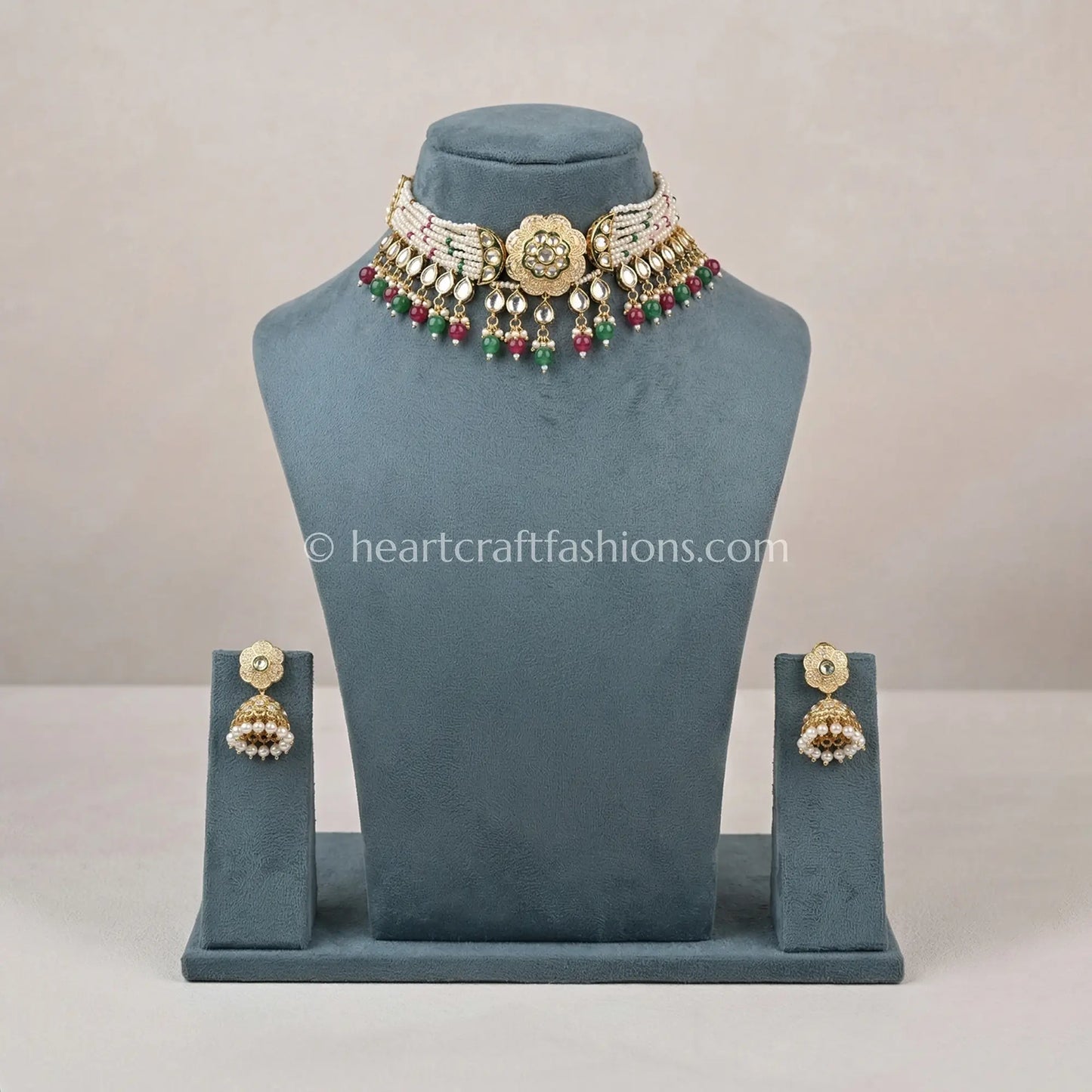 Tyani Pearl Drop Kundan Choker Set