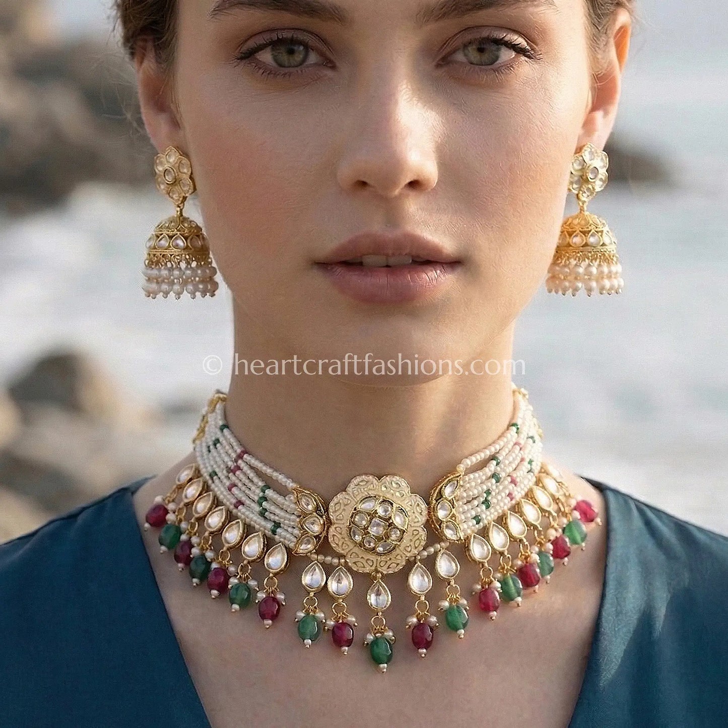Tyani Pearl Drop Kundan Choker Set