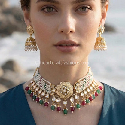 Tyani Pearl Drop Kundan Choker Set