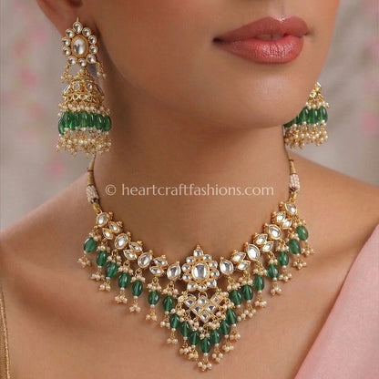 Varenya Royal Pachi Kundan Green Drop Set