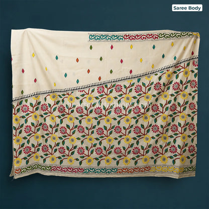 Vasanti Bagheecha Gachi Tussar Kantha Saree