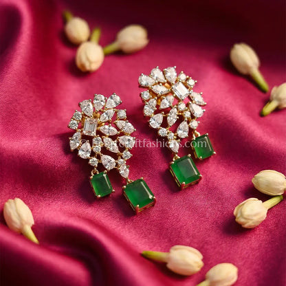 Zircon Drop Earrings – Emerald Green