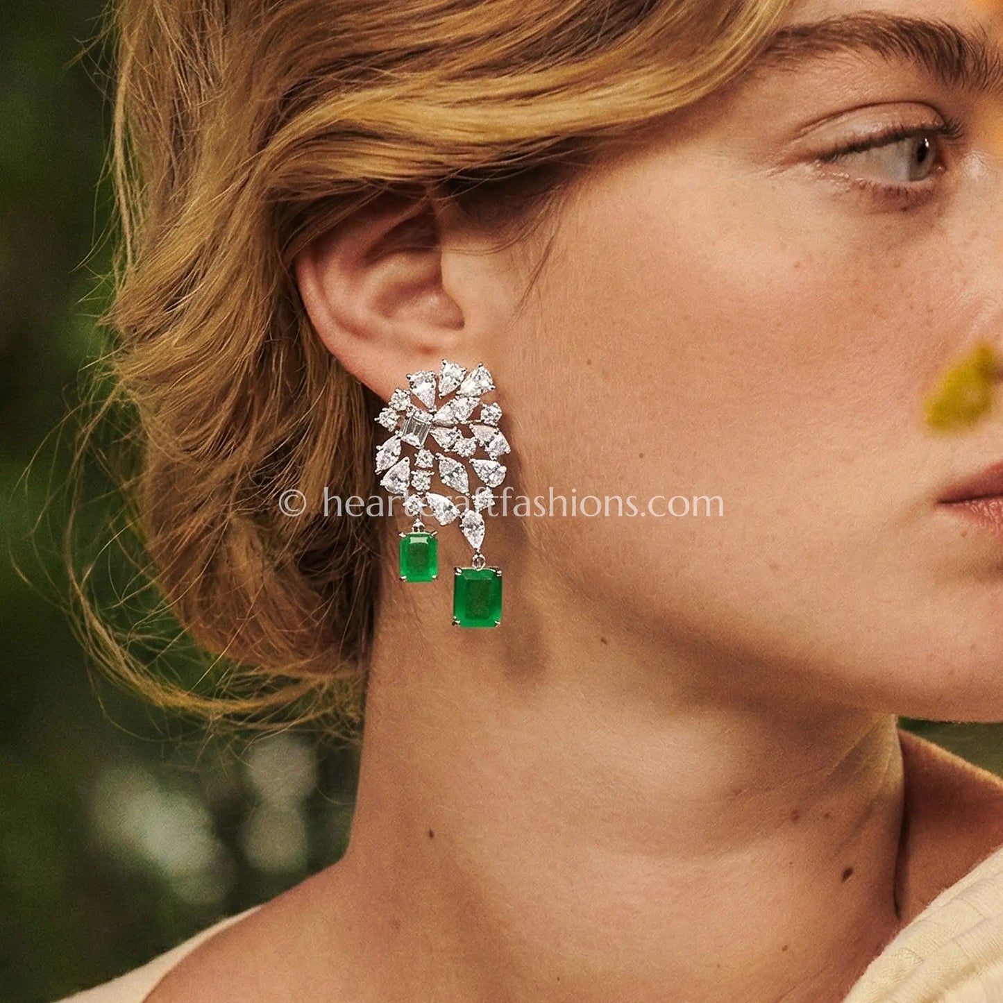 Zircon Drop Earrings – Emerald Green