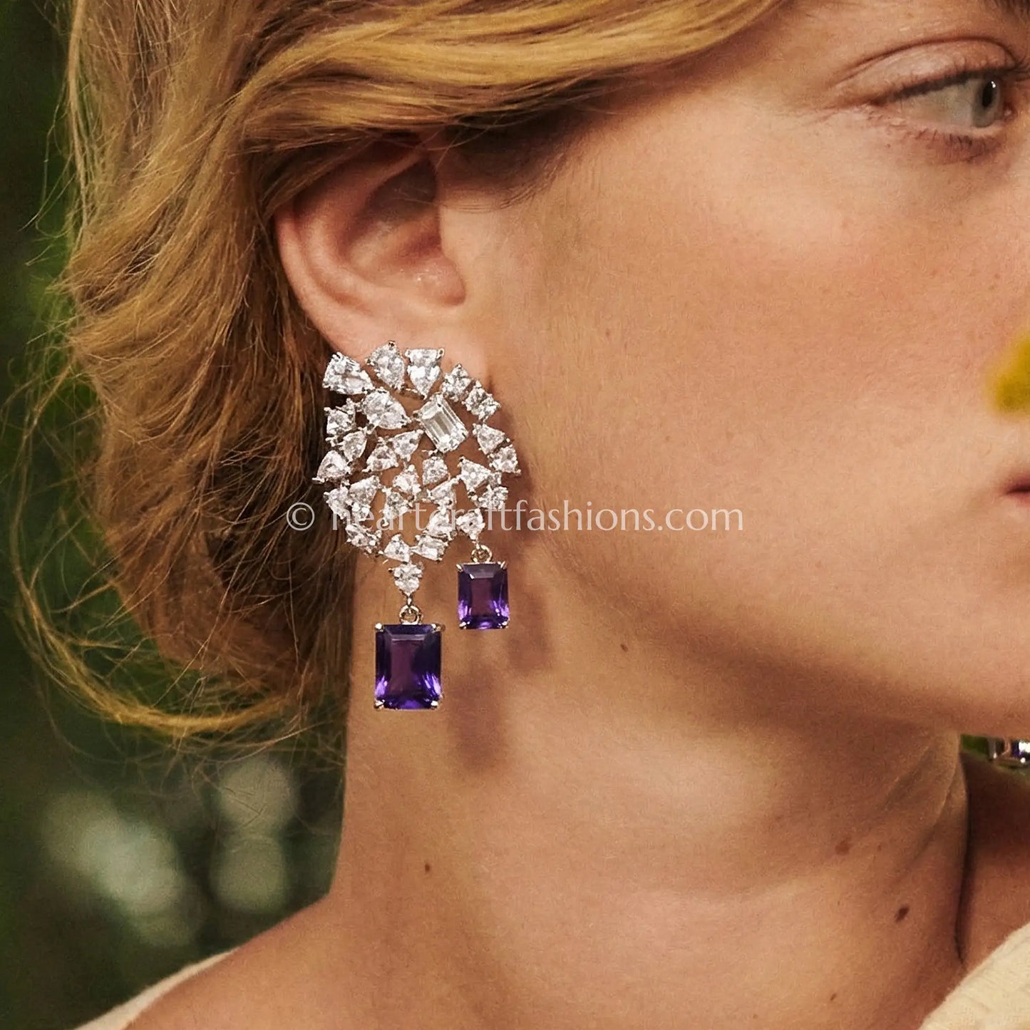 Zircon Drop Earrings – Royal Purple